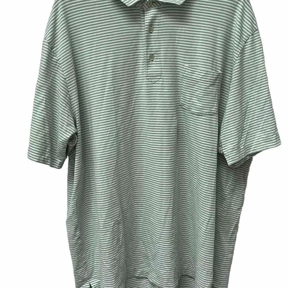 Peter-millar Men's Green and White Polo-shirts